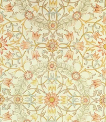 Wallpaper with a Floral Design of Lilies Enclosed by Roses Designed by William Morris
